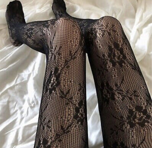 Women Fancy Gothic Flower Floral Fancy Retro Pantyhose Fish Net Stockings Tights