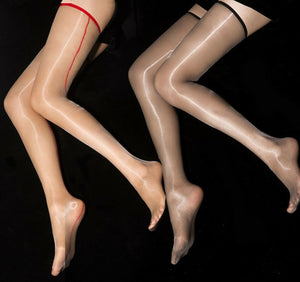 Women Sexy Sheer oil Glossy Shine Sleek Back Line thigh Long Stockings Tights