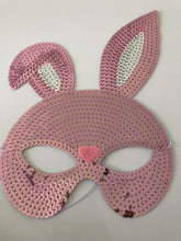 Women Girl Sequins Shine Bling bunny Rabbit Easter Party Fancy Eye Face Mask Pink