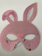 Women Girl Sequins Shine Bling bunny Rabbit Easter Party Fancy Eye Face Mask Pink