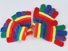 Kids Boys Girls Children Rainbow Colorful Knit Mitten SHORT Gloves 4-12 Years