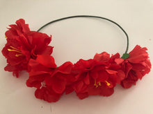 Women Fabric Flower Boho Party festival Crown hair head band headband Garland Red