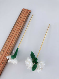 1x Women Creamy White Camellia Leaf Flower Styling boho hair U Bobby Pin