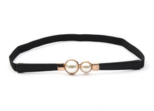 Women Gemstone Pearl Retro Elastic Stretchy Dress Narrow Slim Waist Belt Band