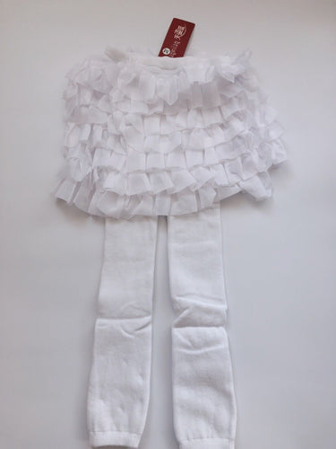 Girl Kids Winter Warm Fleece Plush Lace Tutu Skort Skirt Tights Stockings 2-6 yr WHITE