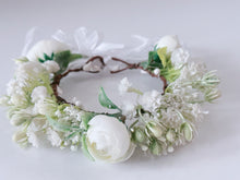 Newborn Baby Girl kid Party White Flower Rose Halo Hair Tiara headband Garland