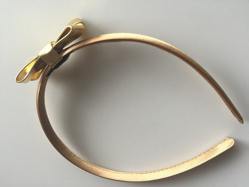 Women Girls Rock party Gold or Silver Syn Leather Bow Hair Hoop Headband Band Gold bow hair band