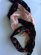 Women Girls Cherry retro Wire Bunny Ear adjustable bow scarf Hair head band Wrap