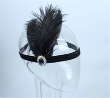 Women retro Black Red Feather Gatsby Flapper Party Hair headband band fascinator