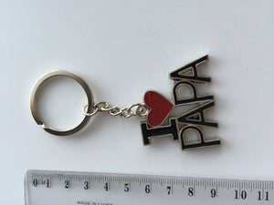 1x I LOVE PAPA or MOM Metal Key Ring Key chain Holder Novelty Mother's day Gift