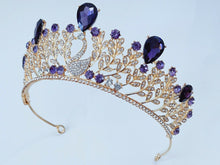 Women Leaf Royal Purple or Red Crystal Rhinestone Prom Party Hair Tiara Crown