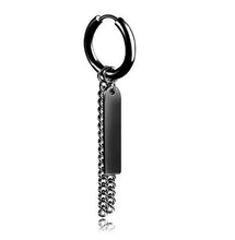 Men Women Titanium plated Gothic Hiphop No allergy long Huggie Earring Piercing 1 PIECE BLACK BAR
