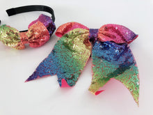 Women Girl Sequins Sequined Bling Colorful Rainbow Headband Hair Head Band bow