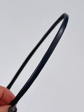 Women Girl Chic Slim Thin Synthetic leather Plain Hair Headband Head Band hoop Navy Blue