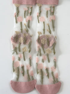Women Retro Fancy Ankle Flower Floral Transparent Summer lace Short Dress Socks