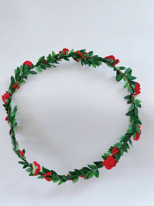 Women Girl Flower Fairy Boho Bridal Simple Beach Tiara Crown hair headband Garland Red