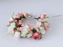 Baby Girl kid Party White Pink Flower Rose Halo Hair Tiara headband Garland Pink