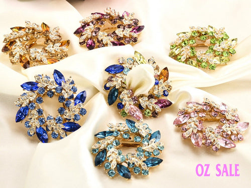 1PC Women Retro Rhinestone Crystal shiny Look Collar Hat brooch Brooche Pin Gift