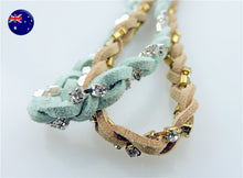 Women Girl Braided suede leather Bohemian Braided Cystal hair band headband Wrap