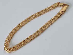 6mm Men Women Hiphop 18K Gold Plated Classic Flat Link Curb Chain Necklace