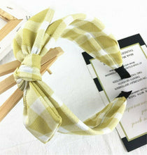 Women Girl Retro Check Wire Bunny Bow Wide Hair Headband Head Wrap Band hoop