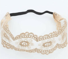 Women Girl Embroidery Boho Retro Lace Floral Headband Elastic Hair Head band Beige Sun Flower