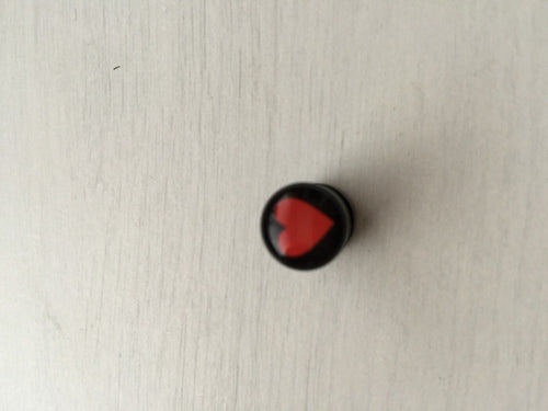 1Piece Man Lady Acrylic Fake Stretcher Cheater Barbell Ear Plugs studs Earrings #5 Red Heart