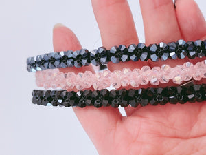 Women Lady Girl Bling Shiny Crystal look Bead Party Headband Hair Head Band Hoop