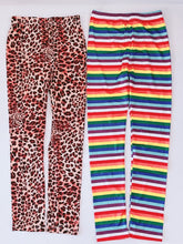 Kids Girls children Leopard Or Rainbow Stripe Stretch Leggings Pants 5-9 years