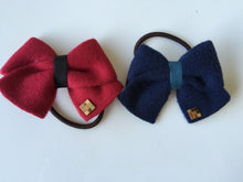 Girl Women School Color Red Navy Office bow ribbon hair ponytail band holder