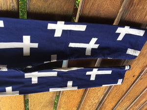 Kids Girls Children Fashion Cotton Funky The Cross Print Navy Pants leggings