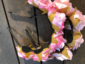 Women Pink Rose Flower Fairy Wedding Tiara hair band headband hoop Garland PROP