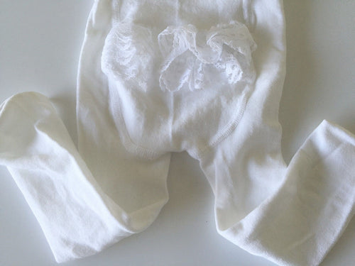 Girls Kids Baby Toddlers White Back Lace Ruffle Stockings Tights Opaques 0-4yrs
