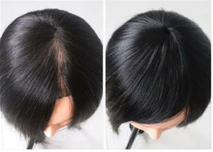 Natural 100% Human Hair Loss Hair Top Cover Clip on REAL Wig Piece extension