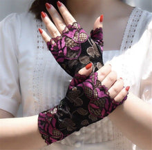 Woman Halloween Retro Party Opera Fancy Costume Lace Fingerless SHORT Gloves