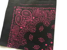 Women Men Retro Hip hop Cotton biker dance Paisley Bandana Hair Headband Wrap BLACK with pink