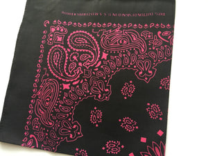 Women Men Retro Hip hop Cotton biker dance Paisley Bandana Hair Headband Wrap BLACK with pink