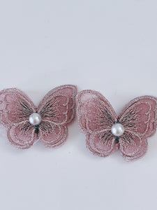 2X Women Lady Girl Fairy Embroidery Lace BUTTERFLY Head Hair side Clips pin