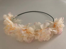 Women Fabric Flower Boho Party festival Crown hair head band headband Garland Champagne Beige