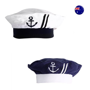 Kids Girl Boy Baby Navy Or White Sailor anchor marine Costume Party Hat Cap prop