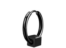 Men Women Titanium plated Gothic Hiphop No allergy long Huggie Earring Piercing 1 PIECE BLACK with CUBE