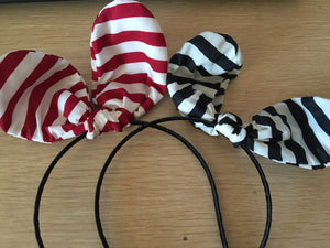 Women Kid Girl Stripe Bunny Rabbit  Ear wire Bow Party Hair headband head band