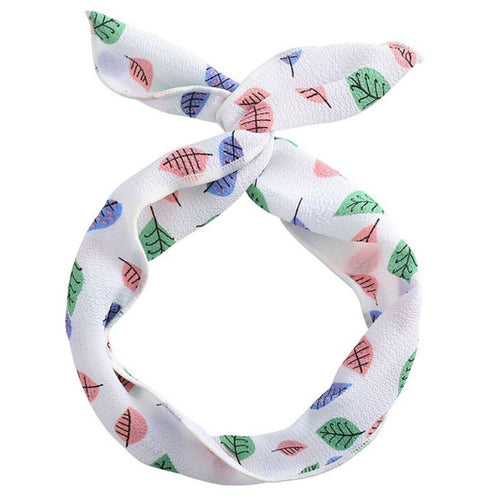 New Women Girl Retro Boho Tropical Leaf Wire bow Scarf Hair head band headband