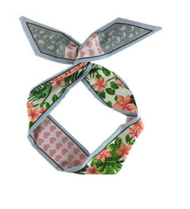 Women Girl retro Boho Paisley Heart Wire bow scarf Hair band headband bandana Heart Floral