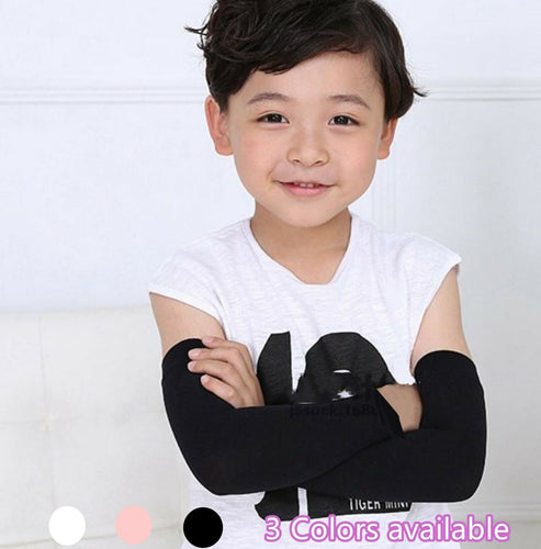 Children Kids Summer Sports Cool Fingerless Long Gloves Sun-Proof Arms Protector Black Long Gloves L:6-12 Years