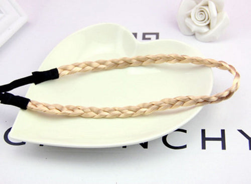 Women Girl Braided Fairy Bohemian Braid Wedding Beach hair look Wig headband #1 GOLD