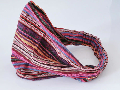 Women Boho Bohemian Cotton Linen Dreads Wide Bandana Hair Band Headband Durag Hot Pink