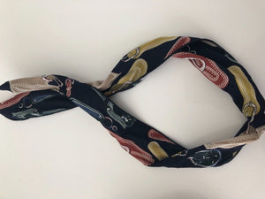 Women Retro Chain belt Wire Bunny Ear bow scarf Hair head band headband bandana
