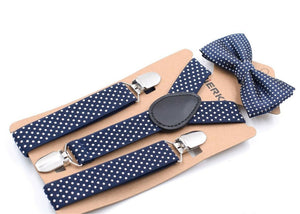 Children Party Costume Wedding Pants Dots Kids Suspender Brace Belt Clip Bowtie