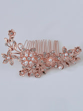 Women French Styling Evening Party Bride Rose Gold Crystal Hair comb Clip Pin